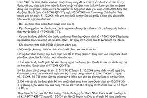 Công văn 653/BTC-ĐT thực hiện kế hoạch vốn trái phiếu Chính phủ năm 2008 các dự án y tế theo Quyết định 47/2008/QĐ-TTg