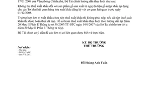 Công văn 965/BTC-CST thuế xuất khẩu