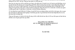 Công văn 403/TCHQ-GSQL vướng mắc về trị giá trên C/O