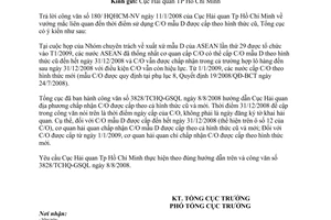 Công văn 431/TCHQ-GSQL C/O mẫu D cấp theo hình thức cũ