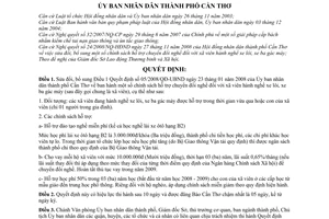 Quyết định 01/2009/QĐ-UBND sửa đổi QĐ 05/2008/QĐ-UBND