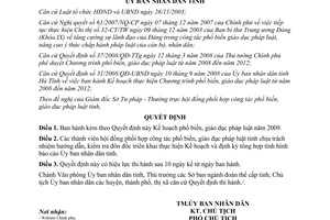 Quyết định 16/2009/QĐ-UBND Kế hoạch phổ biến giáo dục pháp luật tỉnh Hà Tĩnh