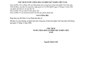 Lệnh công bố Pháp lệnh Pháp lệnh dân số  01/2009/L-CTN