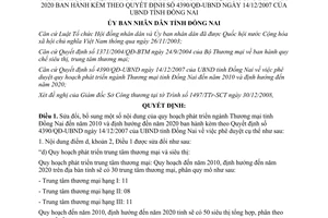 Quyết định 28/QĐ-UBND 2009 sửa quy hoạch ngành thương mại 4390/QĐ-UBND Đồng Nai