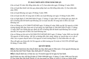 Quyết định 01/2009/QĐ-UBND quản lý Nhà nước tài nguyên khoáng sản Ninh Thuận