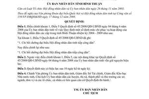 Quyết định 02/2009/QĐ-UBND điều chỉnh chi phục vụ hoạt động HĐND Bình Thuận