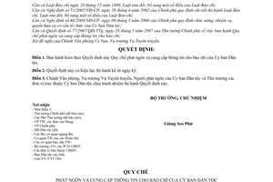 Quyết định  04/QĐ-UBDT Quy chế phát ngôn và cung cấp thông tin cho báo chí của Ủy ban Dân tộc