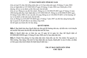 Quyết định 02/2009/QĐ-UBND  đơn giá bồi thường nhà cửa, vật kiến trúc và di chuyển mồ mả khi nhà nước thu hồi đất