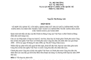Hiệp định hợp tác kinh tế, văn hóa, khoa học kỹ thuật giữa Việt Nam Lào 2009