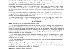 Quyết định 136/QĐ-UBND thành lập Chi cục Bảo vệ môi trường tỉnh Ninh Thuận