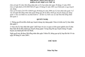 Nghị quyết 02/2009/NQ-HĐND đồ án điều chỉnh quy hoạch chung xây dựng quận 3