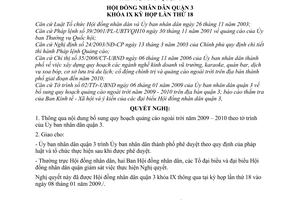 Nghị quyết 03/2009/NQ-HĐND bổ sung nội dung quy hoạch quảng cáo ngoài trời năm 2009 - 2010 trên địa bàn quận 3