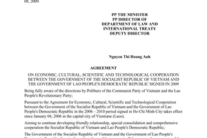 Agreement for economic cultural scientific and technological cooperation between Vietnam and Lao