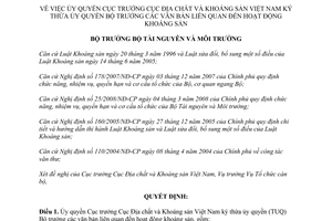 Quyết định 39/QĐ-BTNMT năm 2009 văn bản liên quan đến hoạt động khoáng sản