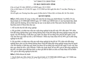 Quyết định 01/2009/QĐ-UBND  quy định điều chỉnh, bổ sung chính sách hỗ trợ tự chuyển đổi nghề nghiệp và tạo việc làm tại QĐ 25/2008/QĐ-UBND