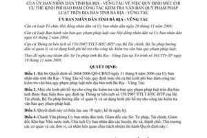 Quyết định 01/2009/QĐ-UBND bãi bỏ Quyết định 2604/2006/QĐ-UBND Bà Rịa Vũng Tàu