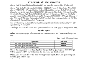Quyết định 01/2009/QĐ-UBND mức thu Phí tham quan di tích Côn Sơn Kiếp Bạc Hải Dương