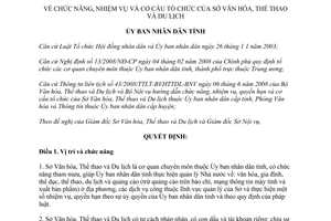 Quyết định 42/QĐ-UBND 2009 chức năng nhiệm vụ  cơ cấu Sở Văn hóa Thể thao Du lịch Bến Tre