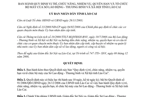 Quyết định 01/2009/QĐ-UBND chức bộ máy của Sở Lao động Lào Cai