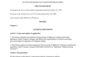 Decree 03/2009/ND-CP governing flights for dignatries