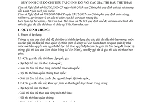Thông tư liên tịch  02/2009/TTLT-BTC-BVHTTDL  quy định chế độ chi tiêu tài chính đối với các giải thi đấu thể thao