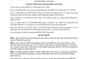 Quyết định 01/2009/QĐ-UBND thực hiện nếp sống văn minh đô thị Lạng Sơn