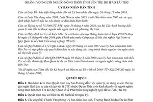 Quyết định 85/QĐ-UBND năm 2009 thủ tục giải ngân Quỹ đầu tư cấp xã Bến Tre