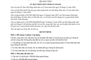 Quyết định 04/2009/QĐ-UBND phụ cấp cán bộ công chức bộ phận tiếp nhận An Giang
