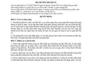 Quyết định 36/QĐ-BNV  chức năng nhiệm vụ quyền hạn và tổ chức