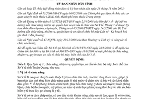 Quyết định 11/QĐ-UBND năm 2009 chức năng nhiệm vụ quyền hạn Sở Y tế Tuyên Quang