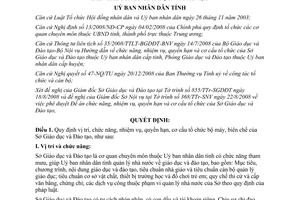 Quyết định 10/QĐ-UBND năm 2009 chức năng nhiệm vụ quyền hạn Sở Giáo dục Tuyên Quang