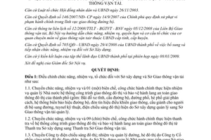 Quyết định 52/QĐ-UBND năm 2009 điều chỉnh chức năng nhiệm vụ tổ chức