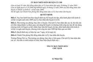 Quyết định 01/2009/QĐ-UBND  kế hoạch chỉ đạo, điều hành phát triển kinh tế - xã hội và ngân sách 2009