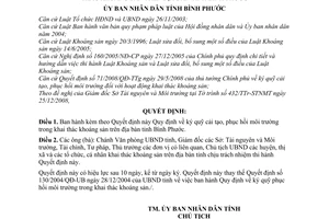 Quyết định 02/2009/QĐ-UBND ký quỹ cải tạo, phục hồi môi trường trong khai thác khoáng sản trên địa bàn tỉnh Bình Phước
