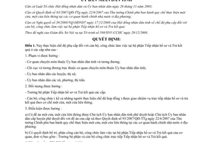 Quyết định 01/2009/QĐ-UBND phụ cấp cán bộ công chức bộ phậnTiếp nhận trả hồ sơ