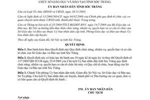 Quyết định 02/2009/QĐ-UBND nhiệm vụ quyền hạn cơ cấu tổ chức Sở Giáo dục Đào tạo Sóc Trăng