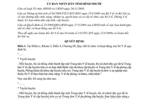 Quyết định 72/QĐ-UBND sửa đổi Quy chế tổ chức hoạt động Sở Y tế Bình Phước
