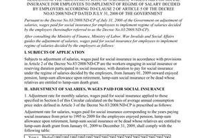 Circular No. 01/2009/TT-BLDTBXH regulating the adjustment rate of salaries  wage