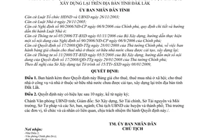 Quyết định 03/2009/QĐ-UBND  bảng giá cho thuê, thuê mua nhà ở xã hội; cho thuê nhà ở công vụ và nhà ở thuộc sở hữu nhà nước