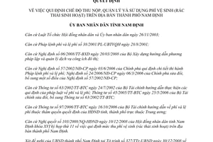 Quyết định 03/2009/QĐ-UBND chế độ thu nộp sử dụng phí vệ sinh rác thải sinh hoạt Nam Định