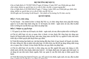 Quyết định 48/QĐ-BNV chức năng, nhiệm vụ, quyền hạn và tổ chức