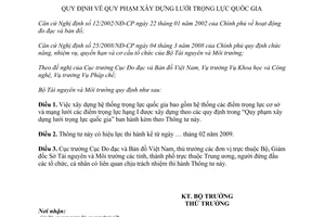 Thông tư 01/2009/TT-BTNMT quy phạm xây dựng lưới trọng lực quốc gia