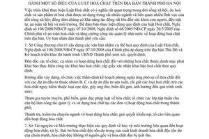 Chỉ thị 04/CT-UBND triển khai thực hiện Luật Hoá chất Nghị định 108/2008/NĐ-CP địa bàn thành phố Hà Nội