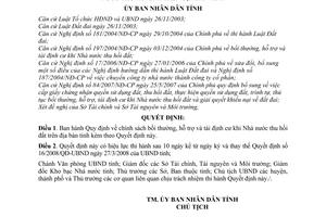 Quyết định 03/2009/QĐ-UBND chính sách bồi thường, hỗ trợ và tái định cư khi nhà nước thu hồi đất trên địa bàn tỉnh
