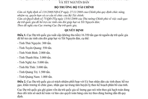Quyết định 112/QĐ-BTC xuất gạo dự trữ quốc gia để hỗ trợ các tỉnh cứu đói giáp hạt và Tết Nguyên đán