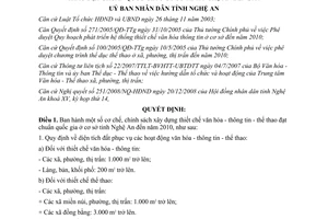 Quyết định 11/2009/QĐ-UBND xây dựng thiết chế văn hóa thông tin thể thao Nghệ An