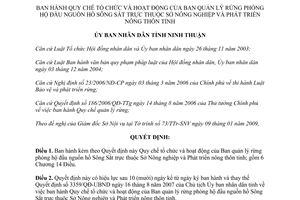 Quyết định 25/2009/QĐ-UBND tổ chức hoạt động của ban quản lý rừng Sông Sắt