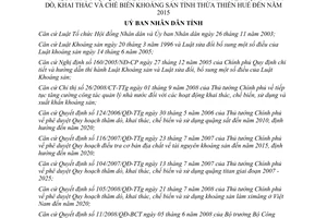 Quyết định 129/QĐ-UBND năm 2009 Quy hoạch thăm dò khai thác chế biến khoáng sản Thừa Thiên Huê đến 2015