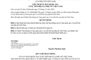 Quyết định 03/QĐ-UBQG 2009 Quy chế hoạt động của Ủy ban quốc gia vì sự tiến bộ phụ nữ Việt Nam
