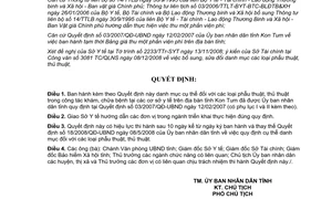 Quyết định 05/2009/QĐ-UBND danh mục đối với phẫu thủ thuật tỉnh Kon Tum